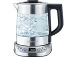 SEVERIN Wasser-/Teekocher "WK 3473", silber (schwarz, silberfarben), B:20cm H:23cm T:21cm, Teeautomaten, bis zu 1 l Wasser oder 0,75 l Tee, mit Teesieb, inkl. 5 Teeprogrammen, Wasser-/Teekocher