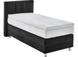 Boxspringbett, schwarz, B:105cm L:210cm, Bezug: 100% Polyester;Polsterung: 100% Polyester, WESTFALIA SCHLAFKOMFORT, Komplettbetten, Boxspringbett, wahlweise mit Bettkasten und Topper