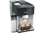 SIEMENS Kaffeevollautomat "EQ500 integral TQ517D03, intuitives Farbdisplay, Doppeltassenfunktion", schwarz (edelstahl, klavierlack schwarz), B:31,8cm H:37,3cm T:44,8cm, Kaffeevollautomaten, integrierter Milchbehälter, automatische Dampfreinigung, edelstahl, Kaffeevollautomat
