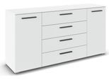 Kombikommode RAUCH "Sideboard Schubkommode Kommode MONTCLAR Front Dekor/Hochglanz/Glas", alpinweiß, griffe graphit, B:160cm H:81cm T:42cm, Holzwerkstoff, Sideboards, Kombikommode, 2-türig, 4 geräumige Schubladen, viele Griffvarianten MADE IN GERMANY