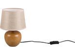 REALITY LEUCHTEN Schreibtischlampe "Luxor", braun (holzfarben), 1, Ø 18cm H: 26cm, 1 Stk., Leuchten, Keramik Tischleuchte in Holzoptik, mit Stoffschirm, exkl 1xE14 max 40W, Schreibtischlampe