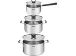 Topf-Set TEFAL "G7376S Opti'Space", grau (edelstahl, grau), B:28,8cm H:25,5cm L:43,8cm, Töpfe, Topf-Set, Thermo-Fusion-Boden, für alle Herdarten inkl. Induktion