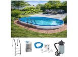 Ovalpool KONIFERA "Lanzarote I", weiß, B:250cm H:110cm L:450cm, Schwimmbecken, Ovalpool, 5-tlg., BxLxH: 250x450x110 cm
