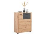 Xora Schuhschrank, Anthrazit, Eiche, Holzwerkstoff, 4 Fächer, 1 Schublade(n) Schubladen, 85x105x38 cm, Beimöbel erhältlich, Garderobe, Schuhaufbewahrung, Schuhschränke