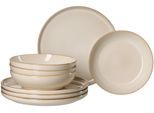 Tafelservice RITZENHOFF & BREKER "Olivia", beige, 8 Stk., Steingut, Geschirr-Sets, Tafelservice, Teller Set, Reatkivglasur, jedes Stück ein Unikat