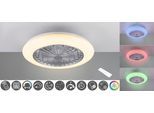 REALITY LEUCHTEN LED Deckenleuchte "Stralsund Deckenventilator", grau (dunkeltitanfarben), 1, Ø 50cm H: 16,8cm, 1 Stk., Leuchten, Deckenlampe, Ventilator 3 Stufen, Fernbed. Lichtfarbe einstellbar RGBW, LED Deckenleuchte