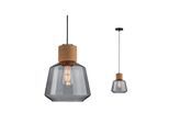 PAULMANN Pendelleuchte "Neordic Elia max. 1x20W Rauchglas/Kork/Schwarz 230V", schwarz (anthrazit, braun), 1, Ø 20,8cm, 1 Stk., Leuchten, E27, Pendelleuchte