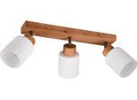 REALITY LEUCHTEN Deckenstrahler "Assam", beige (natur), 3, H: 21cm, 1 Stk., Leuchten, Spot 3-flg. Naturholz, exkl 3xE14 max 25W, Glasschirm weiß schwenkbar, Deckenstrahler