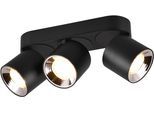 TRIO LEUCHTEN Deckenleuchte "GUAYANA, Deckenspot 3-flammig exkl 3x GU10 max 10W Spot verstellbar", schwarz (schwarz matt), 3, H: 12cm, 1 Stk., Leuchten, als Aufbauspot oder Einbauspot nutzbar Spot schwenkbar und drehbar, Deckenleuchte