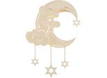LED Fensterbild SAICO ORIGINAL "Träumender Mond, inkl. LED-Leuchtmittel, warmweiß", beige (natur), B:27,5cm H:44cm T:4cm, Leuchten, LED Fensterbild, BxHxT: 27,5x44x4 cm