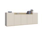 Sideboard OTTO HOME "BOLSENA, Kommode, Schrank,Lowboard mit 8 Fächer und offenes Ablagefach", beige (kaschmir, eiche chopin matt), B:200cm H:71,2cm T:35cm, Sideboards, Sideboard, stehend/hängend montierbar, Made in Italy, B/T/H: 200 × 35 × 71,2 cm