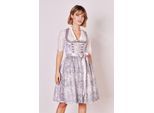 Dirndl KRÜGER "Dirndl Lenore (60cm)", Damen, Gr. 42, grau, Obermaterial: 65% Polyester PES. 35% Baumwolle CO., Kleider Dirndl