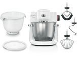 BOSCH Küchenmaschine "Serie 6 MUMS6EW18, für schwere und große Teigmengen, made in EU", weiß, B:32cm H:33cm T:38cm, Küchenmaschinen, 2 XL-Schüsseln (Edelstahl, Kunststoff), Patisserie-Set, weiß, Küchenmaschine