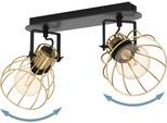 EGLO Deckenspot "SAMBATELLO", schwarz (schwarz, messingfarben), 2, Ø 15cm H: 24cm, 1 Stk., Leuchten, Deckenlampe, Deckenspot mit E27 Fassung, L33,5 x B9 cm, Deckenspot