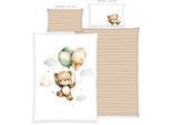 Babybettwäsche BABY BEST "Ballon Teddy", beige (multicolour), B/L: 135cm x 200cm, 1 Stk., 1 Stk., Renforcé, B/L: 80cm x 80cm, 2, Renforcé, Obermaterial: 100% Baumwolle, Bettwäsche, Babybettwäsche, Wendebettwäsche