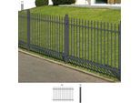 Metallzaun ALBERTS "Anbauset Chaussee", grau, H:100cm, Aluminium, Zaunelemente, Metallzaun, Höhe: 100 und 120 cm, Breite: 200 cm, zum Einbetonieren