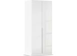 Drehtürenschrank OTTO HOME "Kleiderschrank Kleiderschränke Schrank Garderobe AGORDO mit Glasfront", weiß (alpinweiß, glas kristallweiß), B:91cm H:210cm T:54cm, Holzwerkstoff, Schränke, Drehtürenschrank, durchdachte Innenausstattung, in 8 Breiten und 2 Höhen MADE IN GERMANY