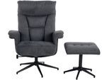 TV-Sessel DUO COLLECTION "Olvera", grau (anthrazit), B:87cm H:108cm T:82cm, 100% Polyester, Sessel, TV-Sessel, mit Hocker und Relaxfunktion, 360 Grad drehbar