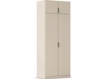 Kleiderschrank RAUCH "Drehtürenschrank Schrank Garderobe Ankleide Schlafzimmer LAGOA", beige (beige (champagner)), B:91cm H:235cm T:54cm, Holzwerkstoff, Schränke, Kleiderschrank, moderne Kantengriffe aus Metall, optional mit Aufsatz MADE IN GERMANY