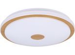 EGLO Deckenleuchte "LANCIANO 1", braun (weiß, braun), Ø 38cm H: 7cm, 1 Stk., Leuchten, Deckenleuchte in weiß und braun aus Stahl, Holz - 24W, Deckenleuchte