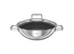Wok RÖSLE "MOMENTS Ø 28 cm m. Deckel ProPlex", silber (silberfarben), B:29,5cm H:17,5cm L:38cm Ø:28cm, Pfannen, Wok