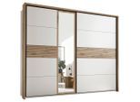 P & B Schwebetürenschrank, Weiß, Eiche, Holzwerkstoff, 3 Fächer, 279x229.4x63 cm, Schlafzimmer, Kleiderschränke, Schwebetürenschränke