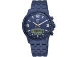 Funkchronograph ETT "Arctica", blau, Armbanduhren, Herren, Armbanduhr, Herrenuhr, Stoppfunktion, Datum, Solar, Edelstahlarmband