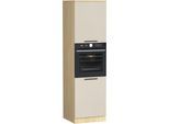 Backofenumbauschrank KOCHSTATION "Luna, Backofenschrank, Backofen-Hochschrank, Made in Italy", kaschmirfarben, eiche chopinfarben, B:60cm H:214,5cm T:60cm, Schränke, Backofenumbauschrank, B/T/H: 60×60×214,5 cm, Oberplatte mit 25 mm Stärke
