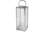 Kerzenlaterne FINK "MALAGA", silber (silberfarben), H:78cm Ø:30cm, Metall, Kerzenhalter, Kerzenlaterne, mit bruchsicherem Glas
