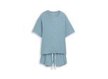 TOM TAILOR Damen Pyjama-Set, blau, Uni, Gr. 46