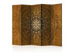 artgeist , Braun, Goldfarben , Holz, Textil , Kiefer , massiv , Mandala , 225x172x3 cm , Motiv auf Vorder- und Rückseite , Kleinmöbel, Paravents