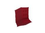 Sesselauflagenset, Kirschrot, Textil, 6-teilig, Uni, Füllung: Schaumstoff, Vlies, 50x7x120 cm, Oeko-Tex® Standard 100, pflegeleicht, hochwertige Qualität, langlebig, für den Außenbereich geeignet, mittels Bändern zu befestigen, Gurtband befestigen, Outdoor-Kissen, Gartenstuhlauflagen, Hochlehner-Auflagen