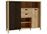 Highboard Jytana Schwarz/Eichefarben