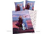 Kinderbettwäsche DISNEY "Disney´s Eiskönigin", bunt, B/L: 135cm x 200cm, 1 Stk., 1 Stk., Renforcé, B/L: 80cm x 80cm, Renforcé, Obermaterial: 100% Baumwolle, Bettwäsche, mit tollem Anna und Elsa Motiv