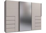 Schwebetürenschrank WIMEX "Bali in den Breiten 225cm & 270cm, Kleiderschrank mit Spiegel", kaschmir, spiegel, griffe kaschmir, B:270cm H:208cm T:64cm, Holzwerkstoff, Schränke, Schwebetürenschrank, Schrank mit 3 Türen, Farbe: Kaschmir