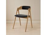 Stuhl HAMMEL FURNITURE "Mette by Hammel", eiche geölt, eiche geölt, schwarz, B:52cm H:75cm T:54cm, Leder, Massivholz, Stühle, Stuhl, Massivholz, gepolsterte Sitz- & Rückenlehne, versch. Farbvarianten