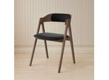Stuhl HAMMEL FURNITURE "Mette by Hammel", eiche smoked öl, eiche smoked öl, schwarz, B:52cm H:75cm T:54cm, Leder, Massivholz, Stühle, Stuhl, Massivholz, gepolsterte Sitz- & Rückenlehne, versch. Farbvarianten