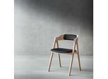 Stuhl HAMMEL FURNITURE "Mette by Hammel", eiche weiß geölt, eiche weiß geölt, schwarz, B:52cm H:75cm T:54cm, Leder, Massivholz, Stühle, Stuhl, Massivholz, gepolsterte Sitz- & Rückenlehne, versch. Farbvarianten