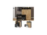 Vicco Schuhregal Flurregal Schuhschrank Selena Anthrazit Eiche 125x102 Sitzbank modern Flur Schrank Schuheckschrank Schuhorganizer Schuhablage Flurmöbel Schranktür Schrankschublade Schrankfach