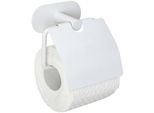 Toilettenpapierhalter WENKO "Turbo-Loc Modell Orea", weiß, B:14cm H:12,5cm L:7cm, Edelstahl, Toilettenpapierhalter, mit Deckel, Befestigen ohne Bohren