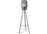 BRILLIANT Stehlampe "Woodrow", schwarz (holz dunkel, schwarz), 1, Ø 45cm H: 130cm, 1 Stk., Leuchten, dreibeinige Bambus Lampe, 130 x 45 cm, E27, Boho-Stil, Stehlampe
