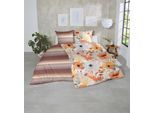 Bettwäsche PRIMERA "Feinbiber-Bettwäsche", bunt (braun, rot), B/L: 155cm x 220cm, 1 Stk., 1 Stk., Feinbiber, B/L: 80cm x 80cm, 2 Stk., Feinbiber, Obermaterial: 100% Baumwolle, Bettwäsche, Bettwäsche, samtweich und natürlich aus reiner Baumwolle