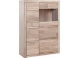 Vitrine OTTO HOME "Silkeborg", braun (eiche weiß gekalkt teilmassiv), B:90cm H:125cm T:35cm, Holz teilmassiv, Schränke, Vitrine, Höhe, 125 cm