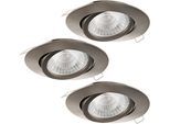 EGLO LED Einbauleuchte "TEDO1", grau (nickelfarben), 3, Ø 8cm H: 11,5cm, 3 Stk., Leuchten, LED Einbauleuchte