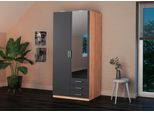 Kleiderschrank PRIESS "Amsterdam, viel Stauraum durch viele Schubkästen", schwarz (artisan eiche, schwarz), B:94cm H:193cm T:56cm, Holzwerkstoff, Schränke, Kleiderschrank, mit oder ohne LED-Beleuchtung