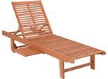 Gartenliege GARDEN PLEASURE "Sonnenliege »SAN DIEGO«, beige", beige (natur), Kissenbezug: 100% Polyester, Gartenliegen, Gartenliege, Eukalyptusholz, verstellbare Rückenlehne, L: 183 cm