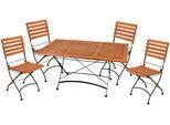 Garten-Essgruppe GARDEN PLEASURE "WIEN", braun (braun, schwarz, braun, schwarz), B:290cm H:89cm T:150cm, FSC-zertifiziertes Massivholz, Stahl, Sitzmöbel-Sets, Garten-Essgruppe, mit ausziehbarem Tisch