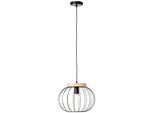 BRILLIANT Pendelleuchte "Sorana", braun (schwarz, holzfarben), 1, Ø 35,5cm H: 130cm, 1 Stk., Leuchten, Hängeplampe, 130 cm Höhe, Ø 35,5 cm, E27, kürzbar, Metall/Holz, Pendelleuchte