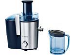 BOSCH Entsafter "VitaJuice 3 MES3500, großer Einfüllschacht, 1,25l Saftbehälter", blau (blau, silberfarben), B:31,2cm H:31cm T:18cm, Entsafter, mehrere Geschwindigkeiten, spülmaschinengeeignet, Edelstahl, Entsafter