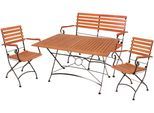 Garten-Essgruppe GARDEN PLEASURE "WIEN", braun (braun, schwarz, braun, schwarz), B:280cm H:89cm T:120cm, FSC-zertifiziertes Massivholz, Stahl, Sitzmöbel-Sets, Garten-Essgruppe, mit praktischer Klappfunktion